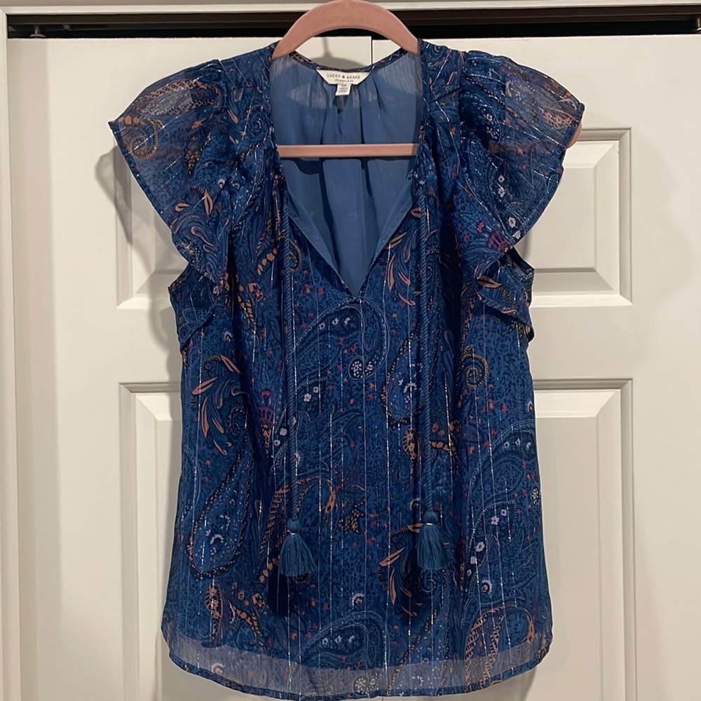 LUCKY Brand royal blue blouse